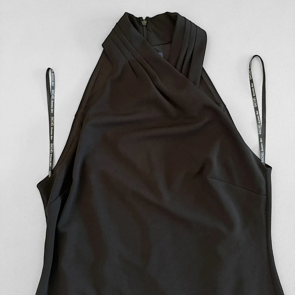Rachel Roy Halter Sheath Dress Womens Black XL Stretch Cocktail Lined